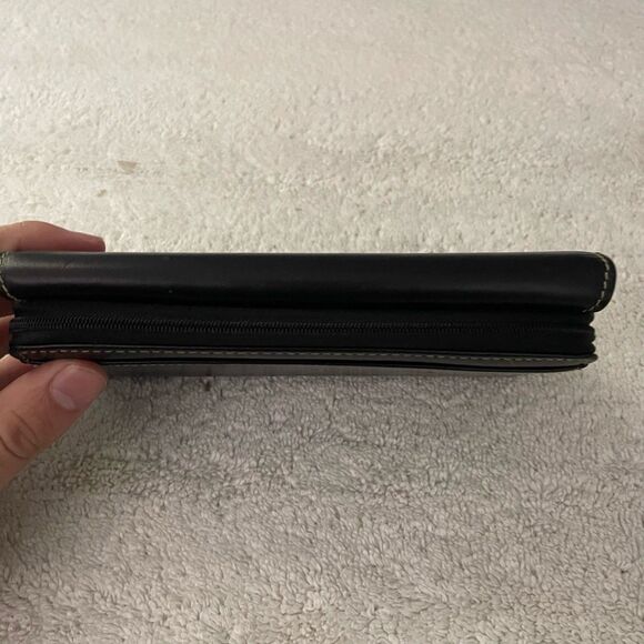 Dopp Black Leather Wallet Silver Snap Designer Old Money Chic - Picture 9 of 15